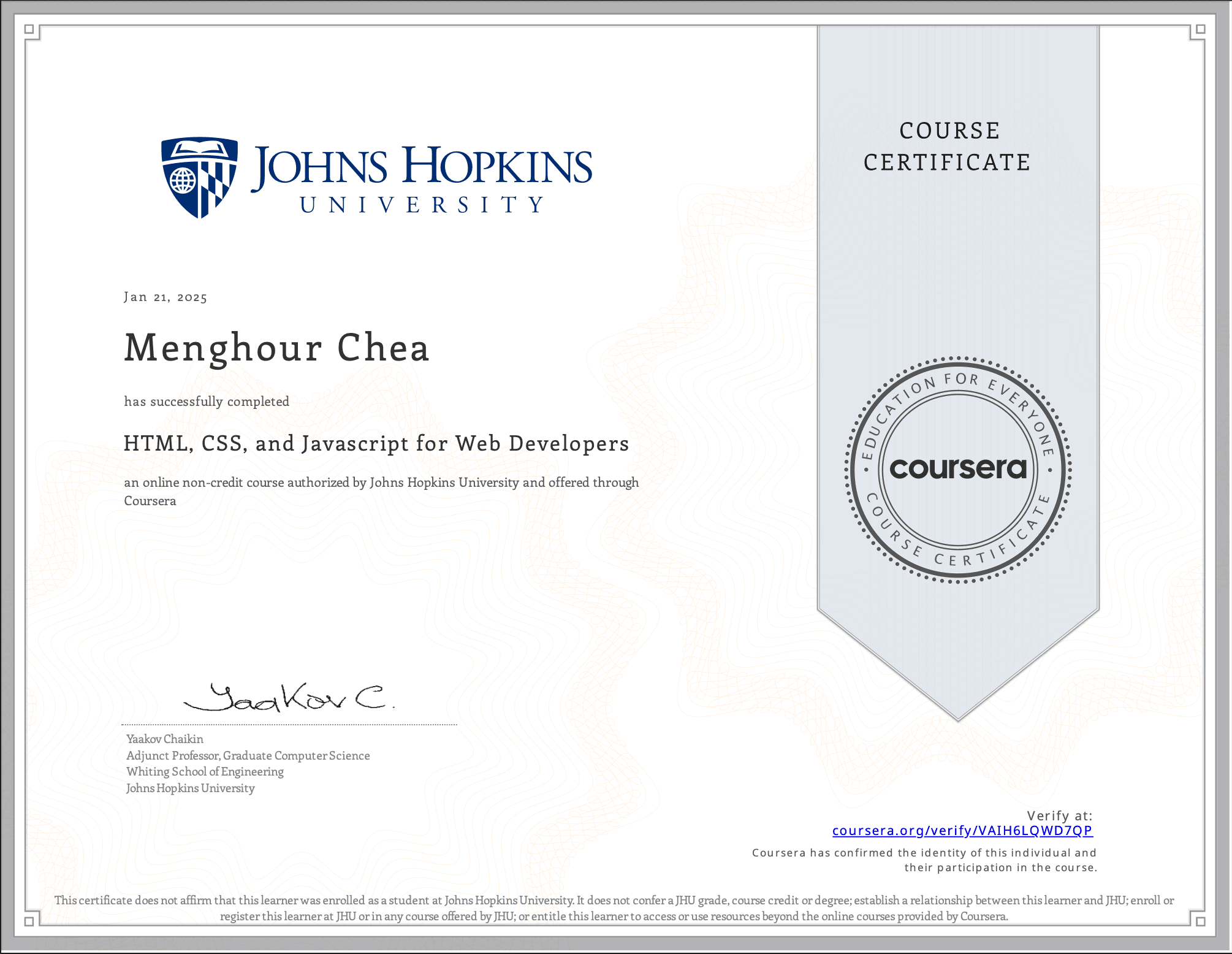HTML, CSS and Javascript for Web Developers